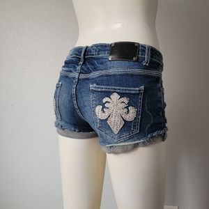 EUC- Red Rivet Distressed Denim shorts